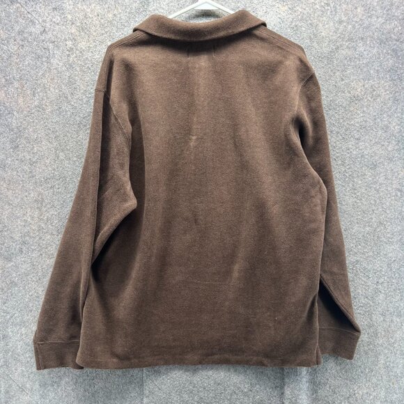 Vintage Ralph Lauren Pullover Mens Large Brown Fleece 1/4 Zip Pony Sweater 90s - Picture 2 of 11